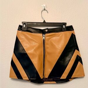 Fashion Nova Tan and Black Mini Skirt